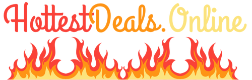 Promotional text 'Hottest Deals Online' with flame graphics on a white background